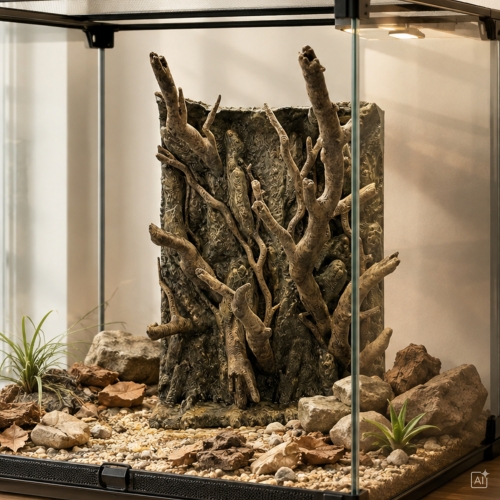 Leśna Głębia – duże tło z konarami do terrarium 290 mm