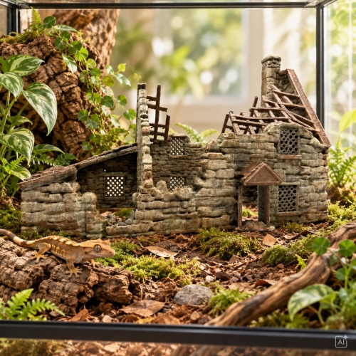Opuszczony Dwór 250 mm – duża formacja ruinowa do terrarium