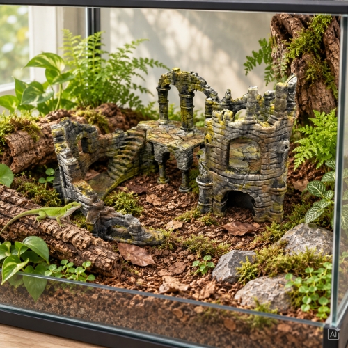 Zaginiony Bastion 175 mm – kamienne ruiny do terrarium