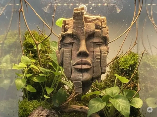 Przestrzenna kamienna twarz do aranżacji terrarium