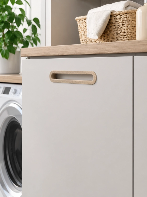 Rozeta meblowa WOOD OAK zamontowana w dekorze drewnopodobnym