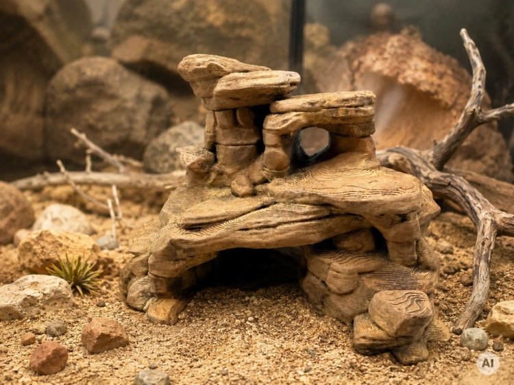 Duża skała do terrarium z grotą i wysokimi półkami