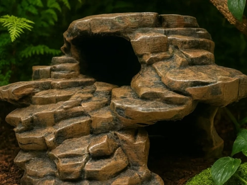 Skalna kryjówka do terrarium z dwoma osłoniętymi poziomami