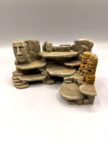 Skalna ścianka do terrarium Wyspa Moai z wielopoziomowymi półkami