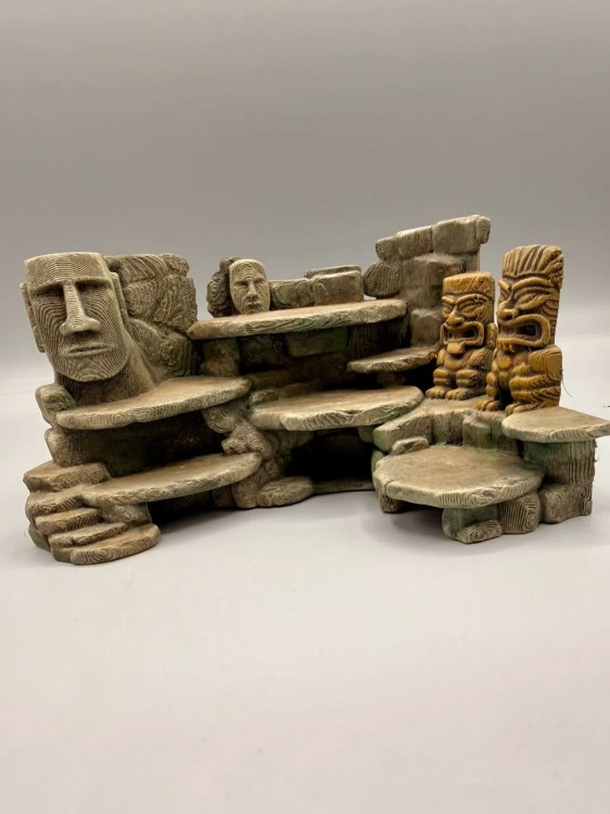 Tło do terrarium w stylu Wyspy Wielkanocnej z motywem Moai