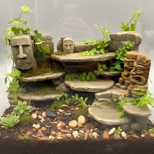 Wyspa Moai skalna ścianka do terrarium 240 mm widok z przodu