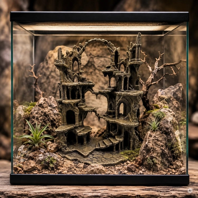 Wysoka Brama ruinowa ścianka do terrarium 145x213 mm widok z przodu