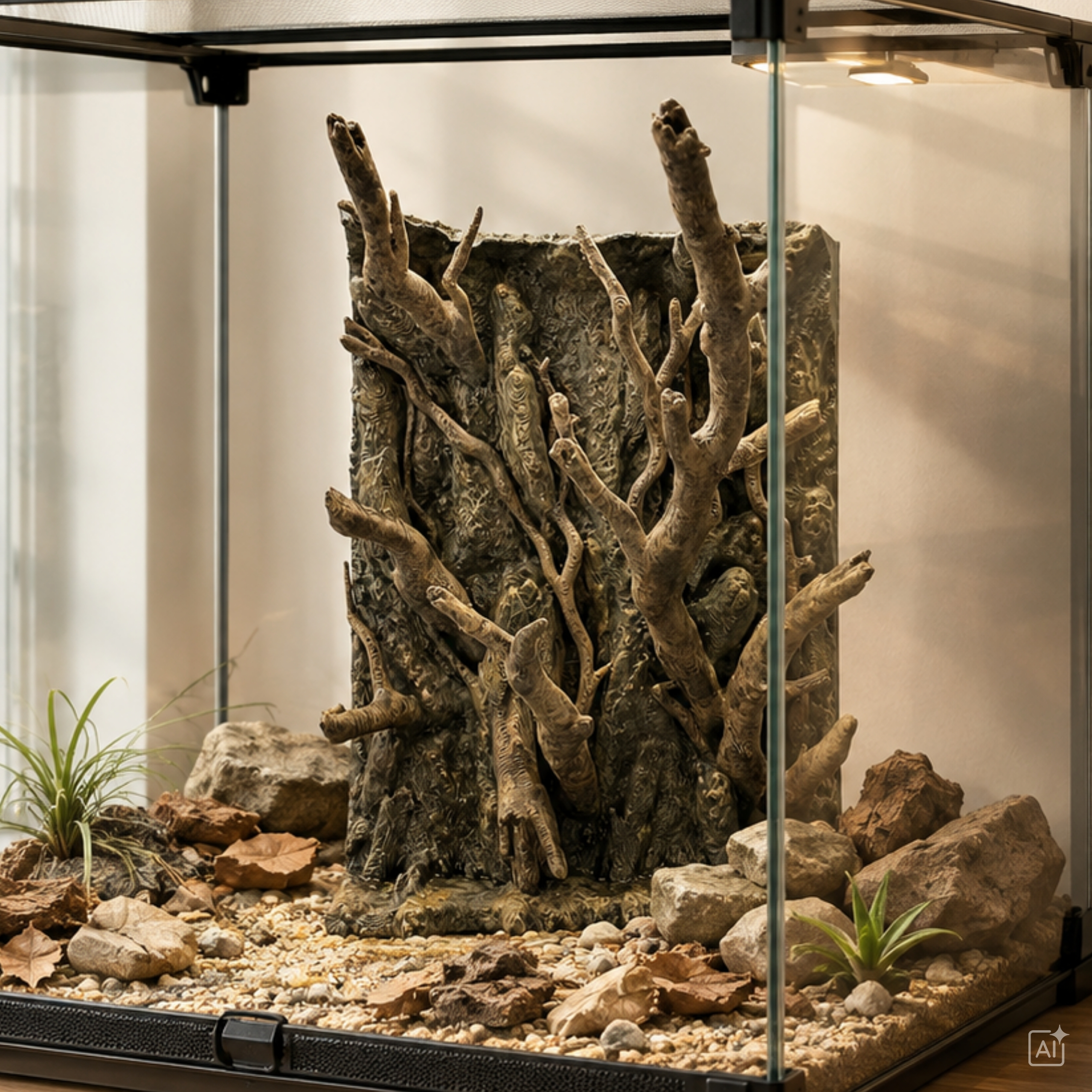 Leśna Głębia – duże tło z konarami do terrarium 290 mm