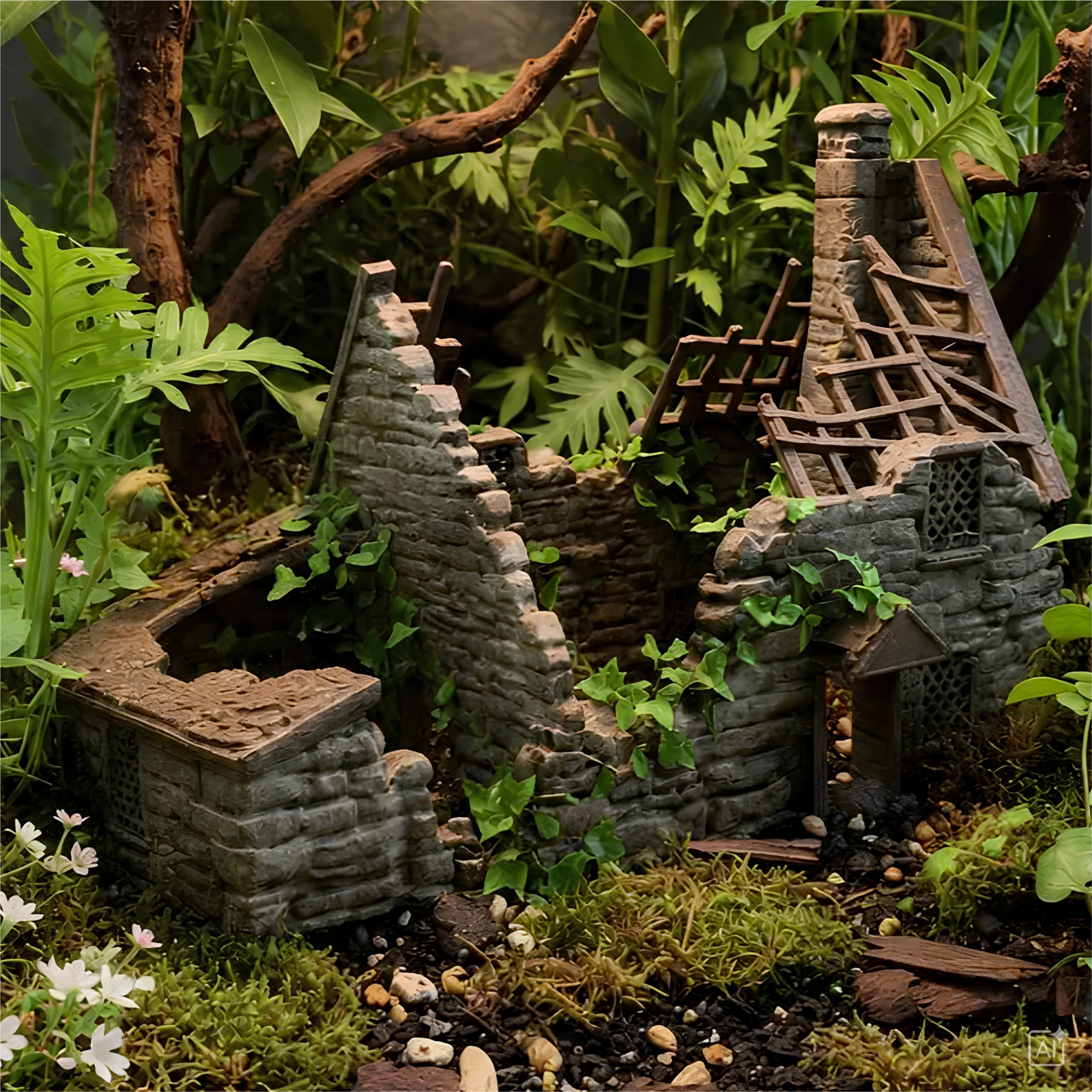 Zrujnowany Dom 150 mm – ruiny do aranżacji terrarium
