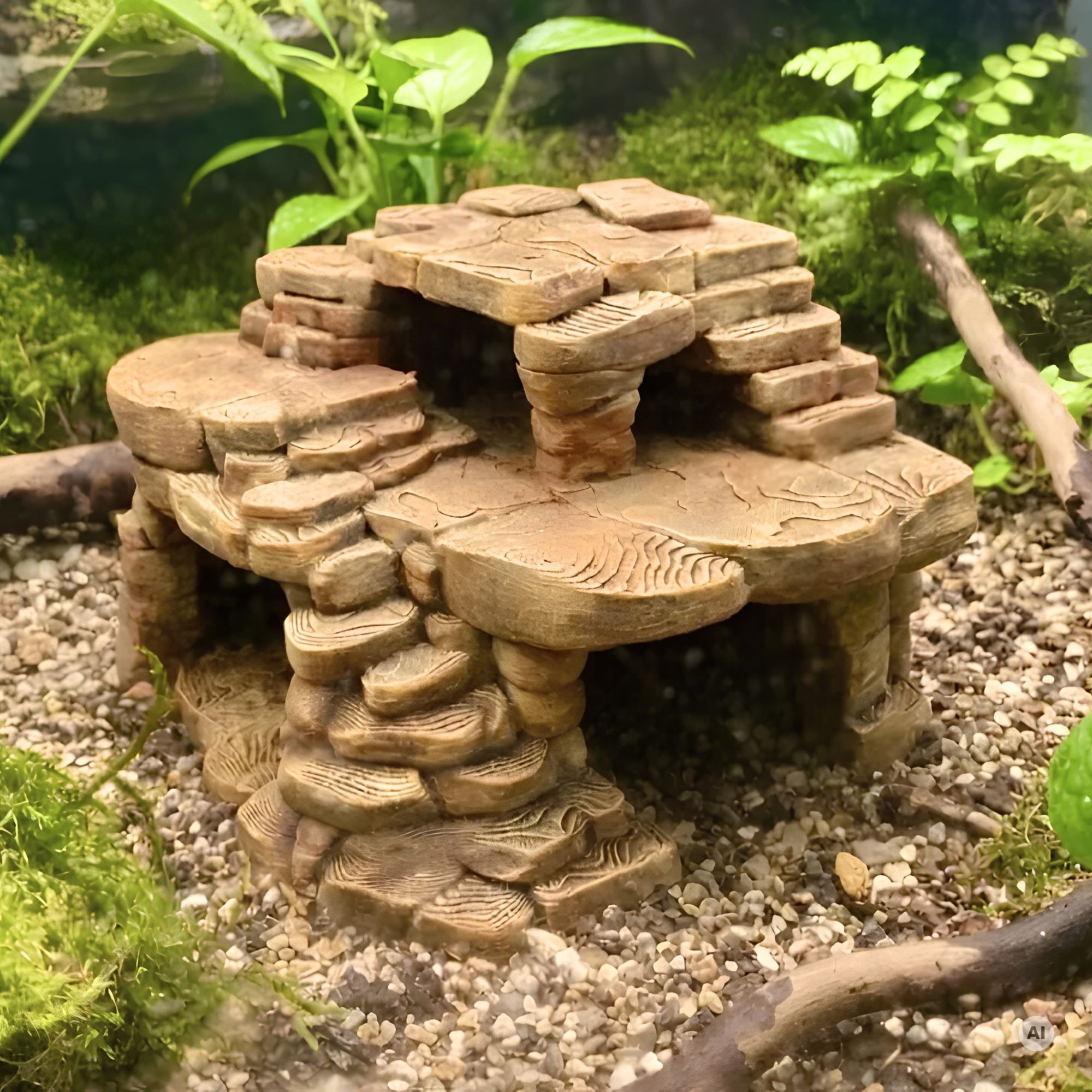 Ręcznie malowana formacja skalna Savanna z kryjówkami do terrarium.jpg