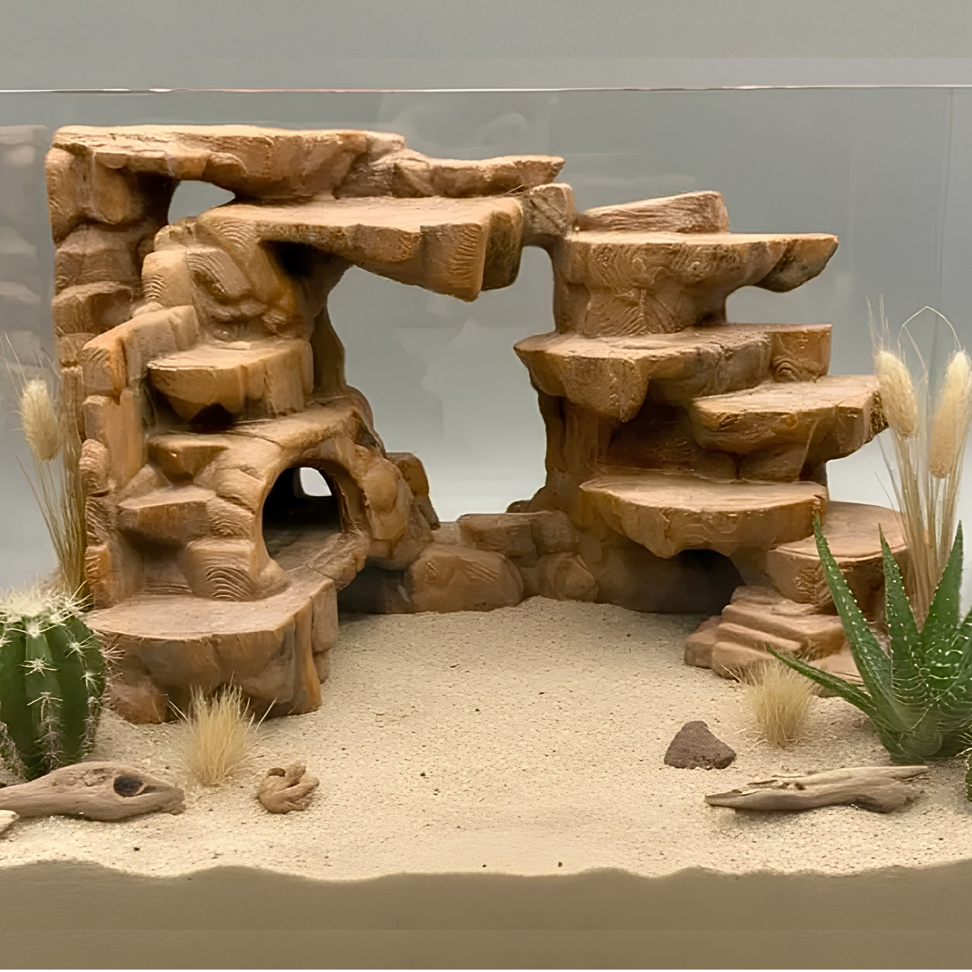 Wielopoziomowa skała do terrarium z grotą i skalnym mostem